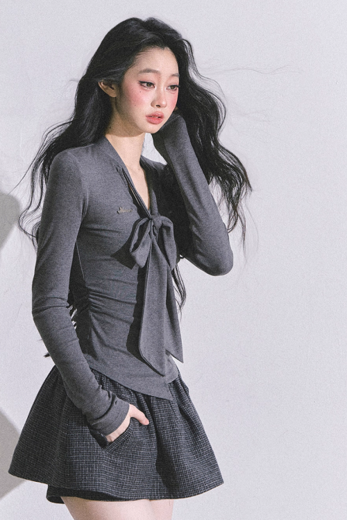 Ribbon Tie Long Sleeve Top