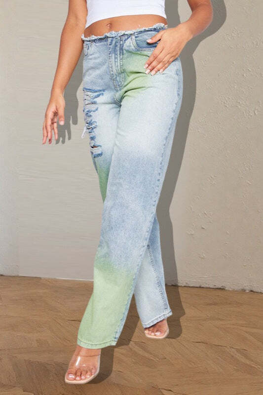 Ripped Color Block Ink Splash Distressed Jeans Ripped Color Block Ink Splash Distressed Jeans