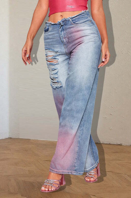 Ripped Color Block Ink Splash Distressed Jeans Ripped Color Block Ink Splash Distressed Jeans
