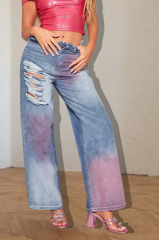 Ripped Color Block Ink Splash Distressed Jeans Ripped Color Block Ink Splash Distressed Jeans