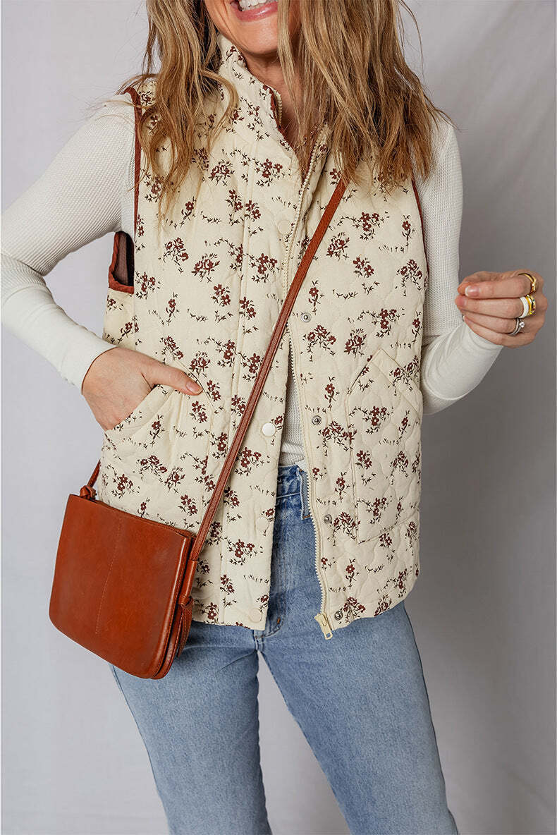 Romantic Floral Color Block Vest