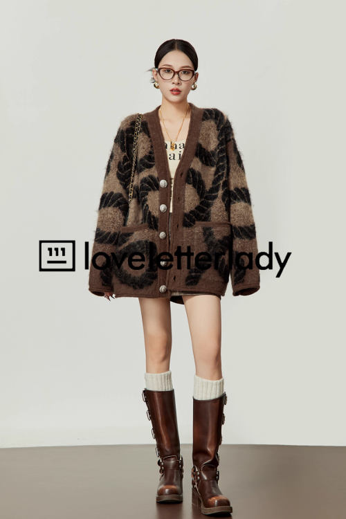 Rope Design Knit Cardigan