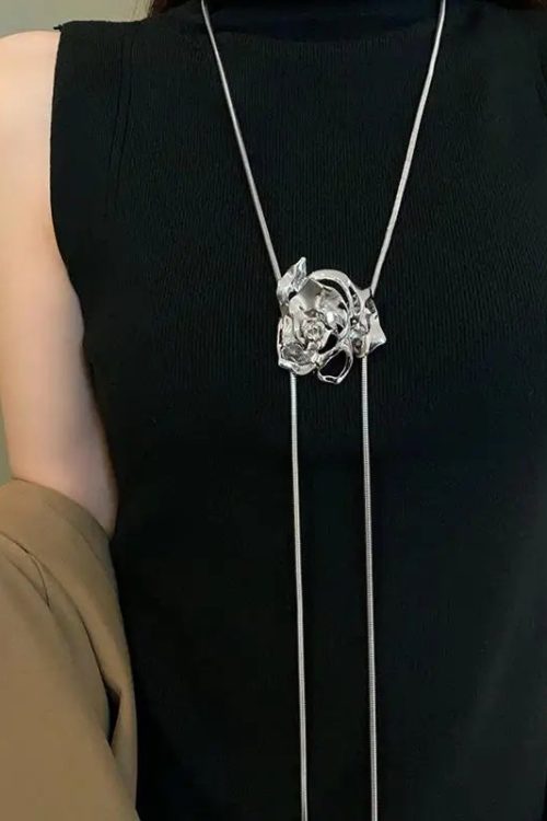 Rose Bolo Lariat Necklace