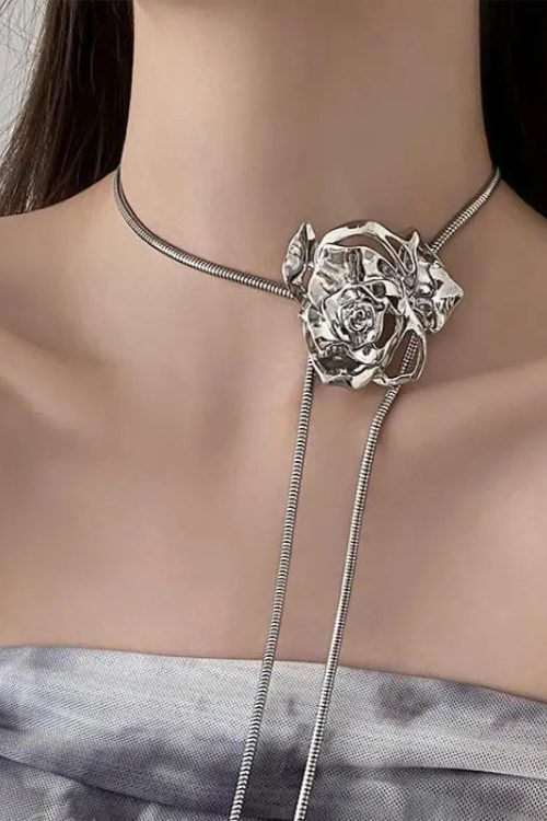Rose Bolo Lariat Necklace