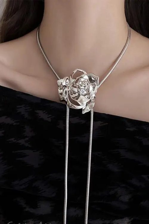 Rose Bolo Lariat Necklace