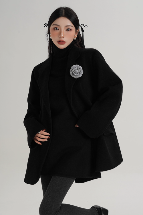 Rose Motif Wool Jacket / Cami Knit Dress