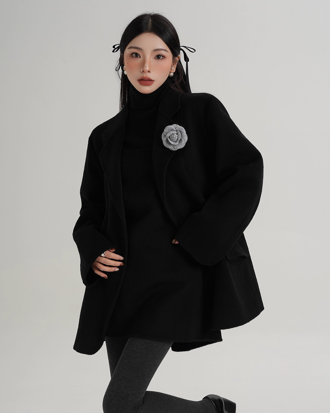 Rose Motif Wool Jacket / Cami Knit Dress Rose Motif Wool Jacket / Cami Knit Dress