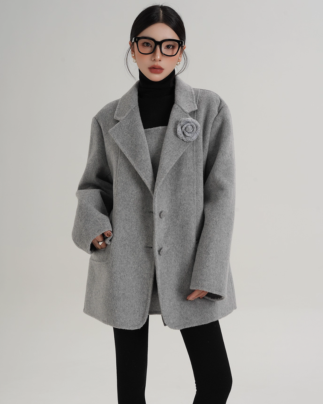 Rose Motif Wool Jacket / Cami Knit Dress Rose Motif Wool Jacket / Cami Knit Dress