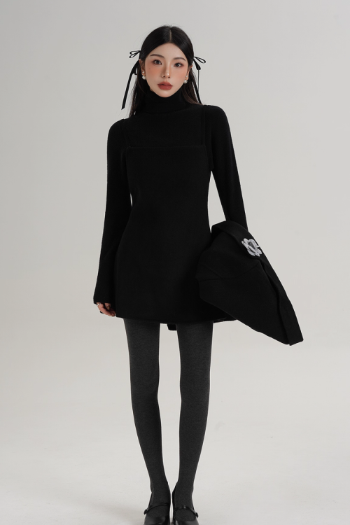 Rose Motif Wool Jacket / Cami Knit Dress