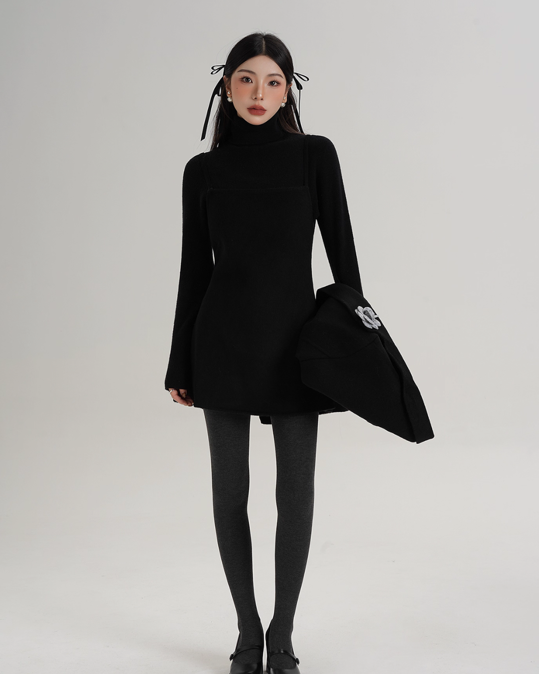 Rose Motif Wool Jacket / Cami Knit Dress Rose Motif Wool Jacket / Cami Knit Dress