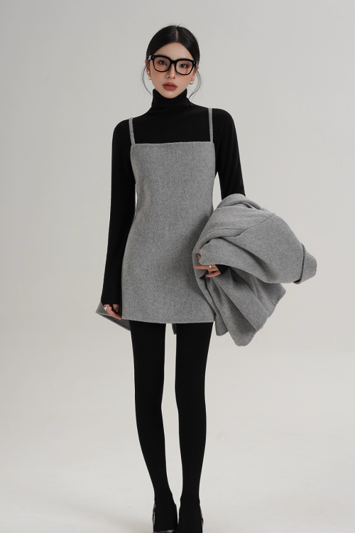 Rose Motif Wool Jacket / Cami Knit Dress