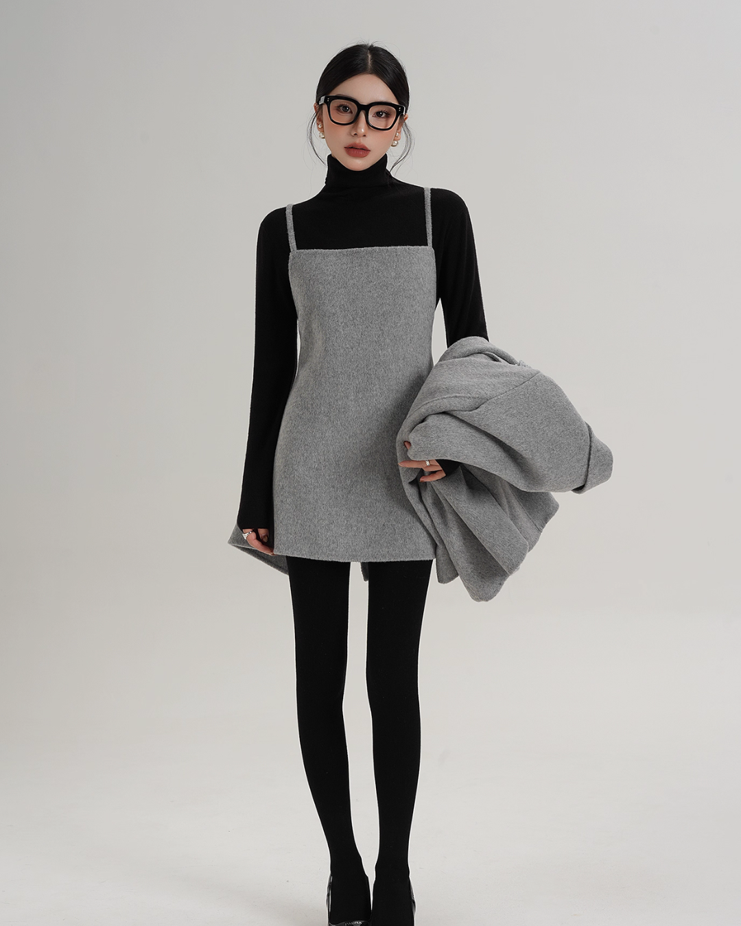 Rose Motif Wool Jacket / Cami Knit Dress Rose Motif Wool Jacket / Cami Knit Dress