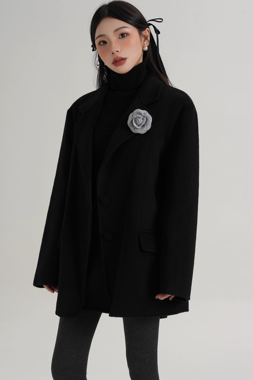 Rose Motif Wool Jacket / Cami Knit Dress