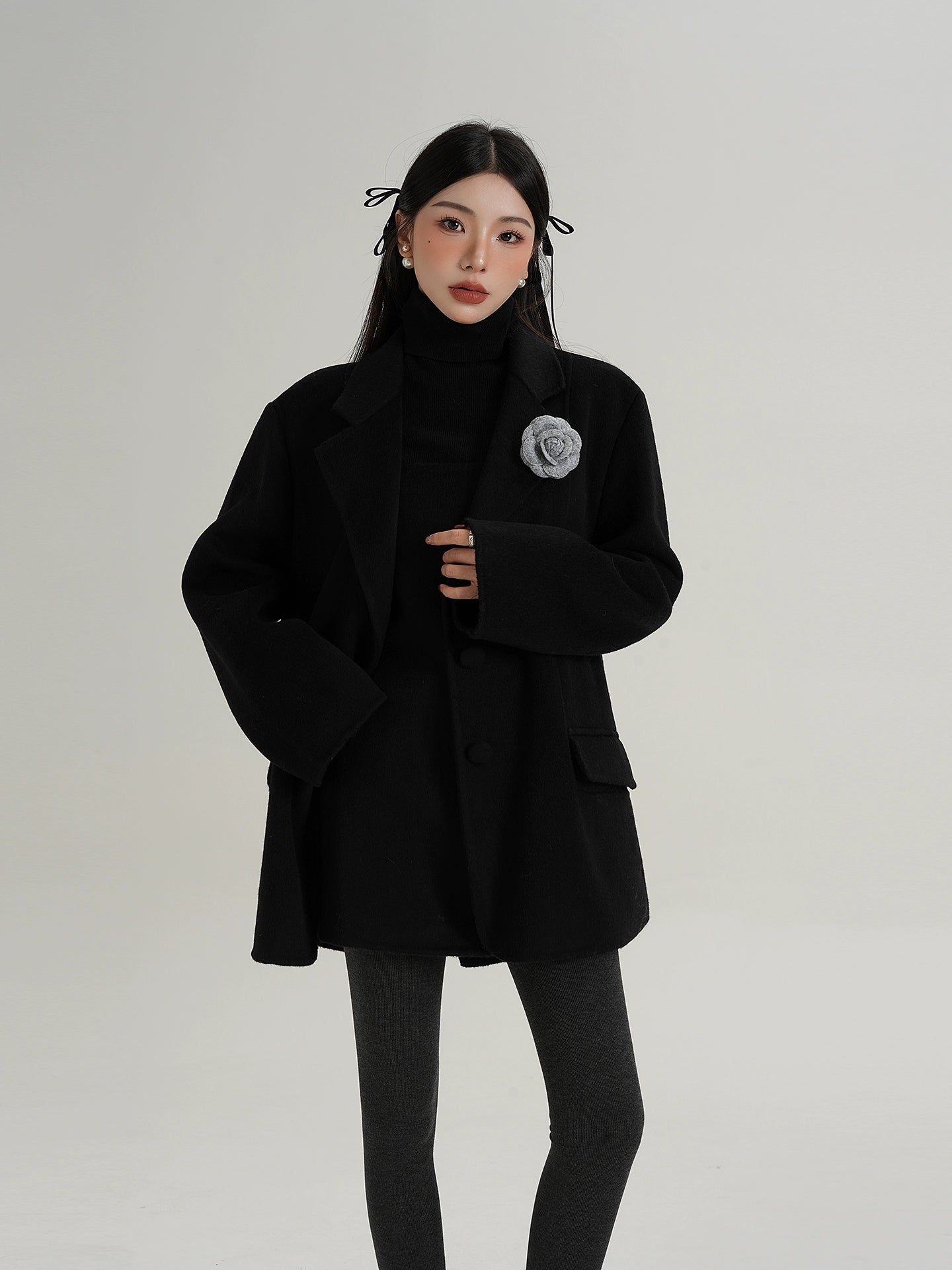 Rose Motif Wool Jacket / Cami Knit Dress Rose Motif Wool Jacket / Cami Knit Dress