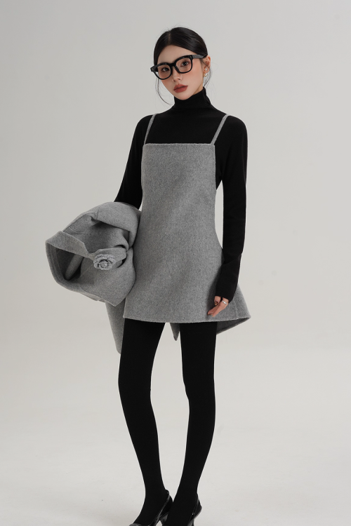 Rose Motif Wool Jacket / Cami Knit Dress