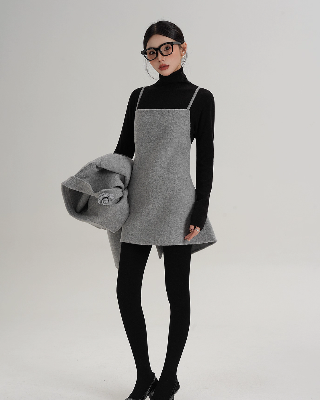 Rose Motif Wool Jacket / Cami Knit Dress Rose Motif Wool Jacket / Cami Knit Dress