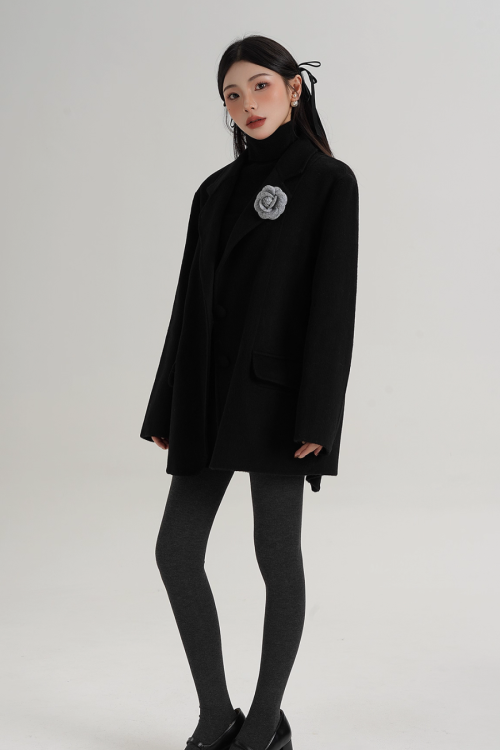 Rose Motif Wool Jacket / Cami Knit Dress