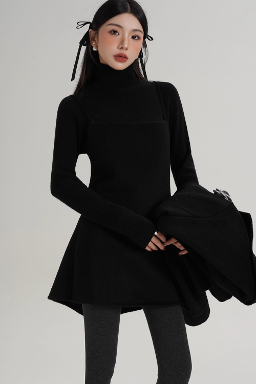 Rose Motif Wool Jacket / Cami Knit Dress