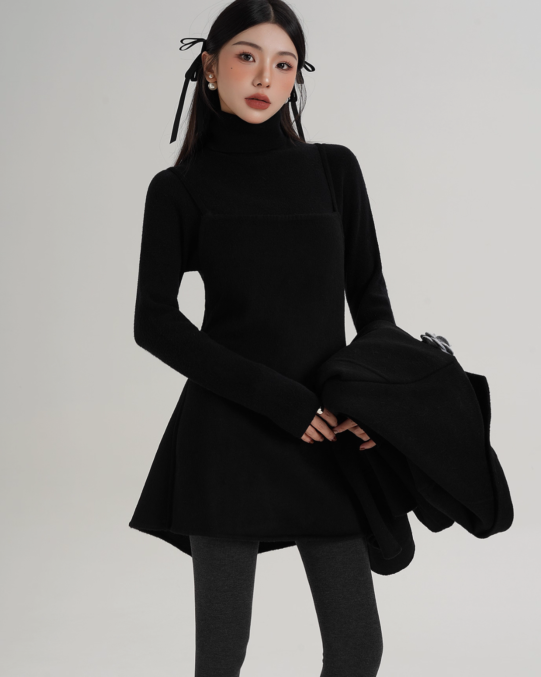 Rose Motif Wool Jacket / Cami Knit Dress Rose Motif Wool Jacket / Cami Knit Dress