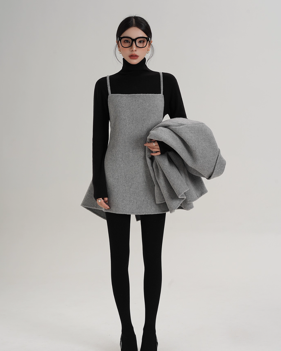 Rose Motif Wool Jacket / Cami Knit Dress Rose Motif Wool Jacket / Cami Knit Dress