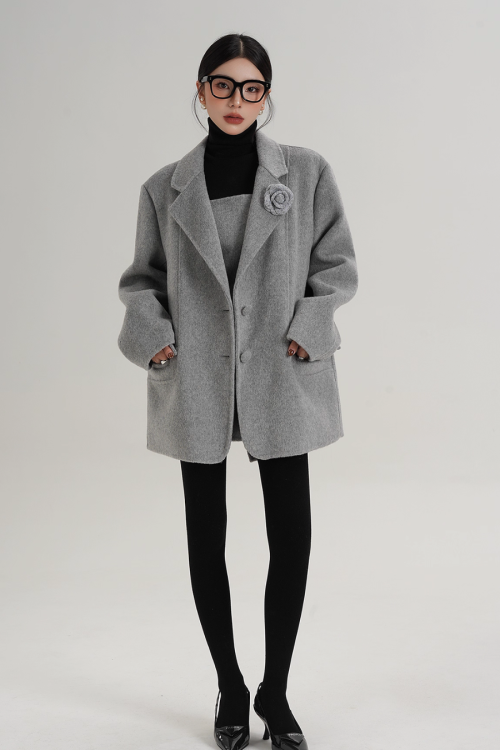 Rose Motif Wool Jacket / Cami Knit Dress