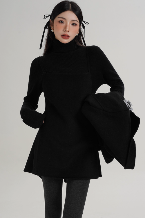 Rose Motif Wool Jacket / Cami Knit Dress