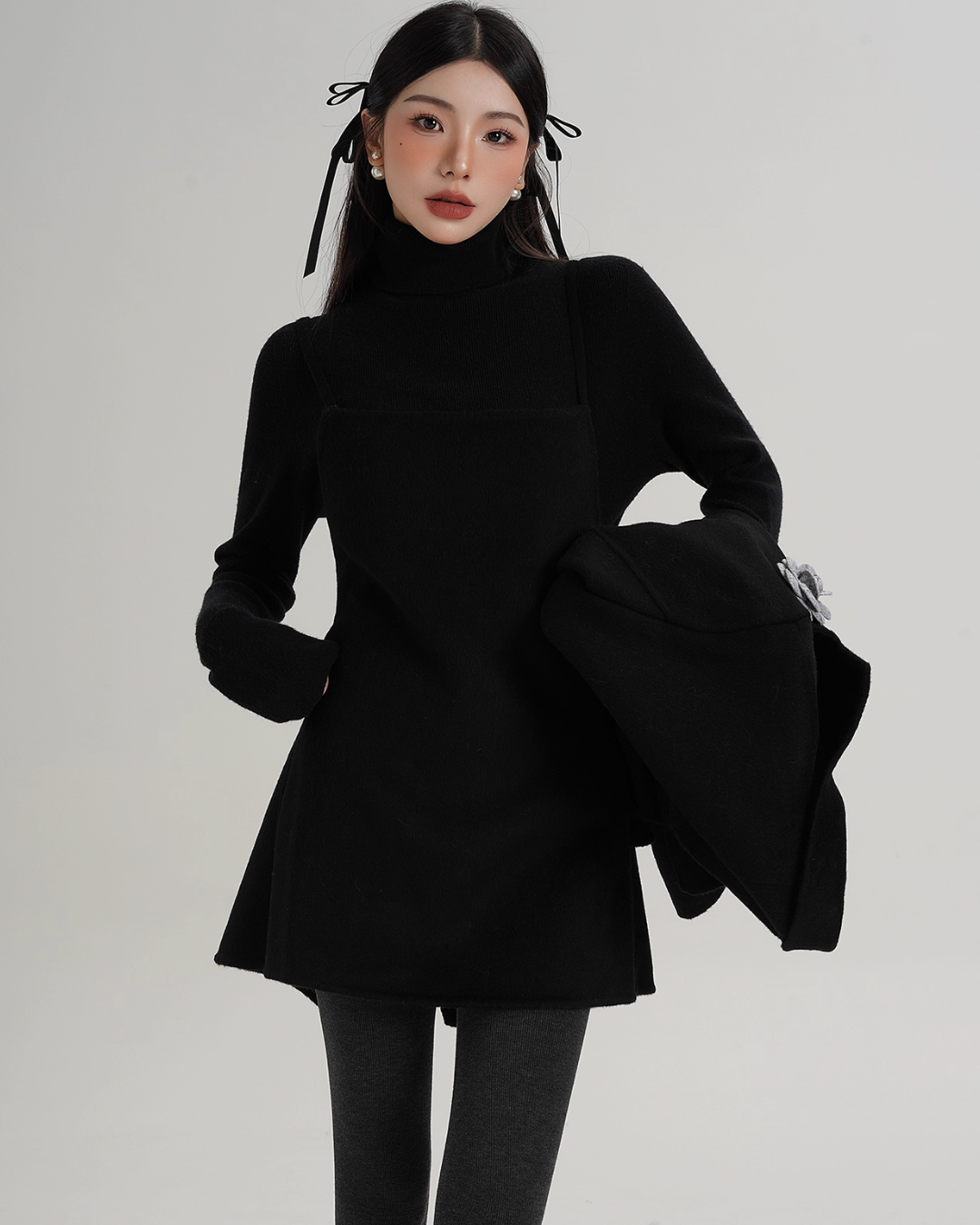 Rose Motif Wool Jacket / Cami Knit Dress Rose Motif Wool Jacket / Cami Knit Dress