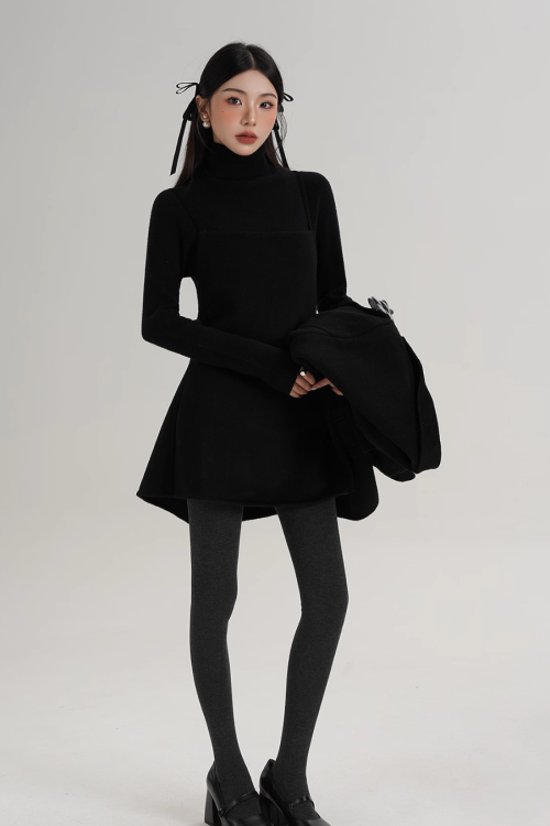 Rose Motif Wool Jacket / Cami Knit Dress