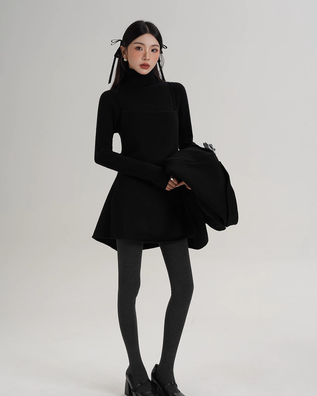 Rose Motif Wool Jacket / Cami Knit Dress Rose Motif Wool Jacket / Cami Knit Dress