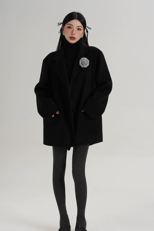 Rose Motif Wool Jacket / Cami Knit Dress