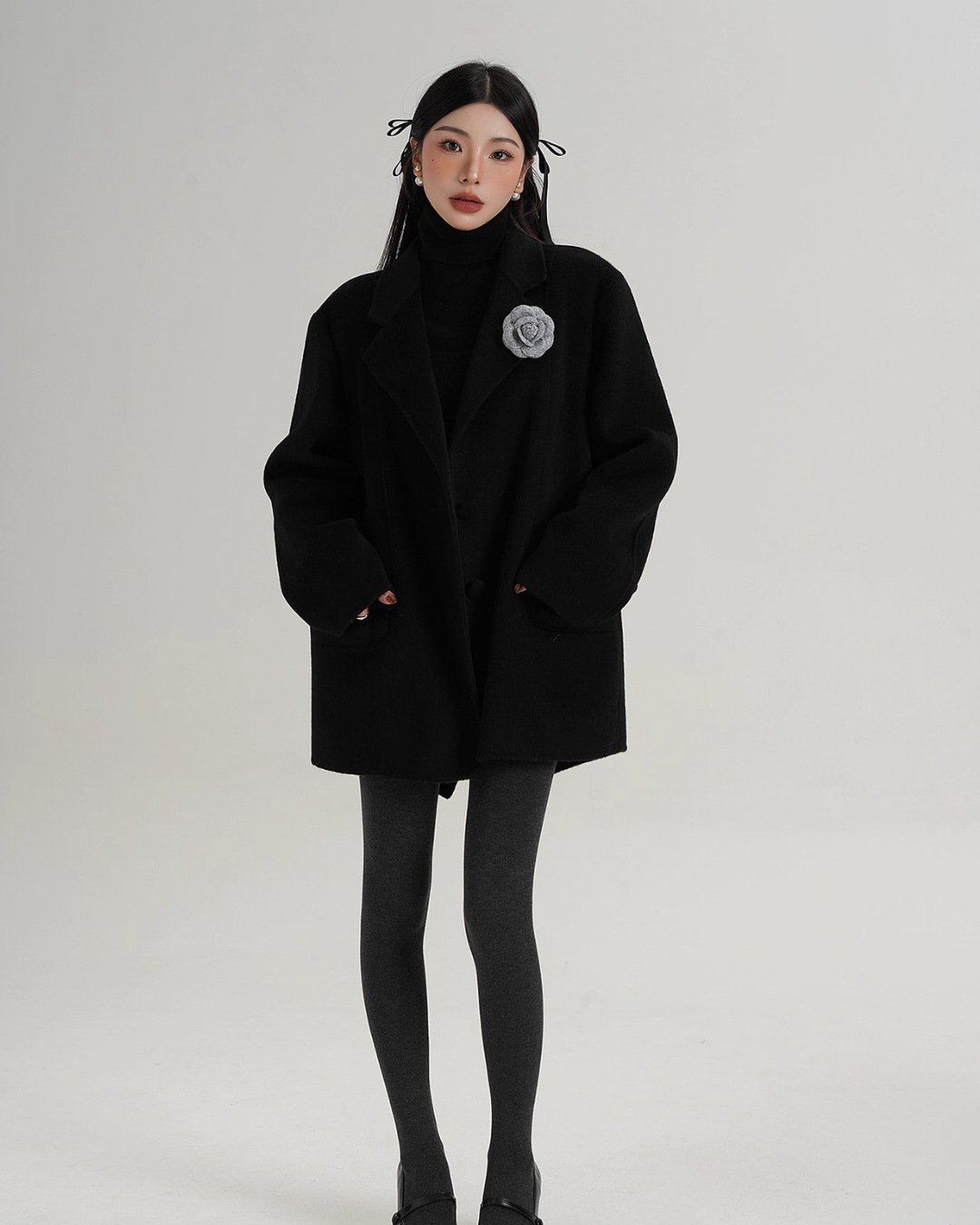 Rose Motif Wool Jacket / Cami Knit Dress Rose Motif Wool Jacket / Cami Knit Dress