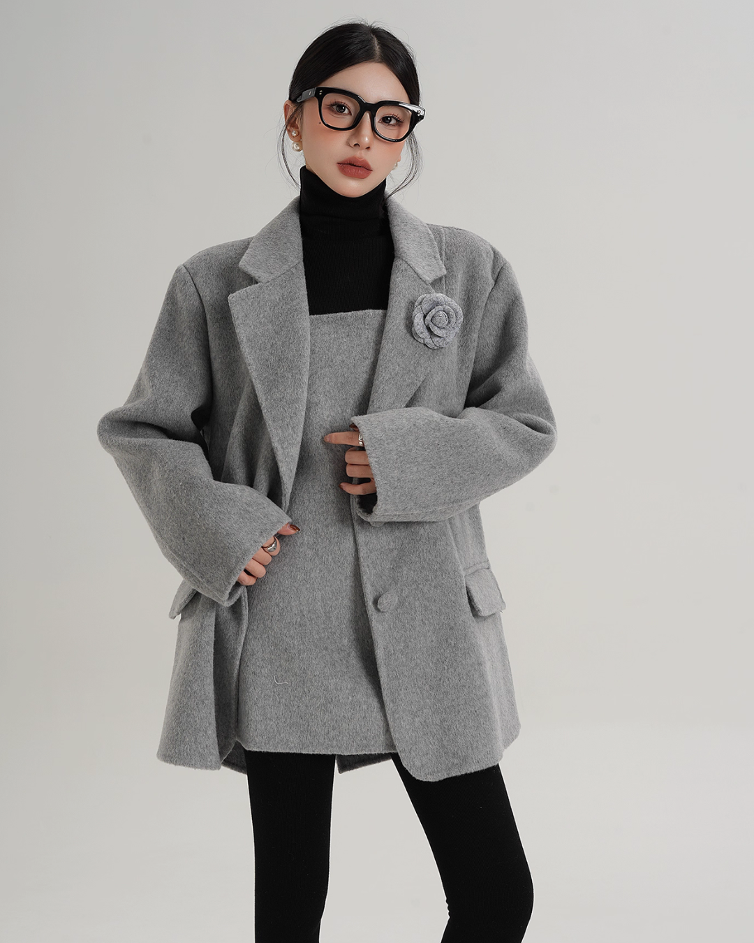 Rose Motif Wool Jacket / Cami Knit Dress Rose Motif Wool Jacket / Cami Knit Dress