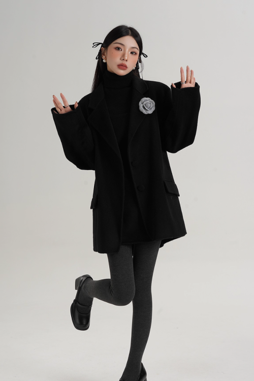 Rose Motif Wool Jacket / Cami Knit Dress