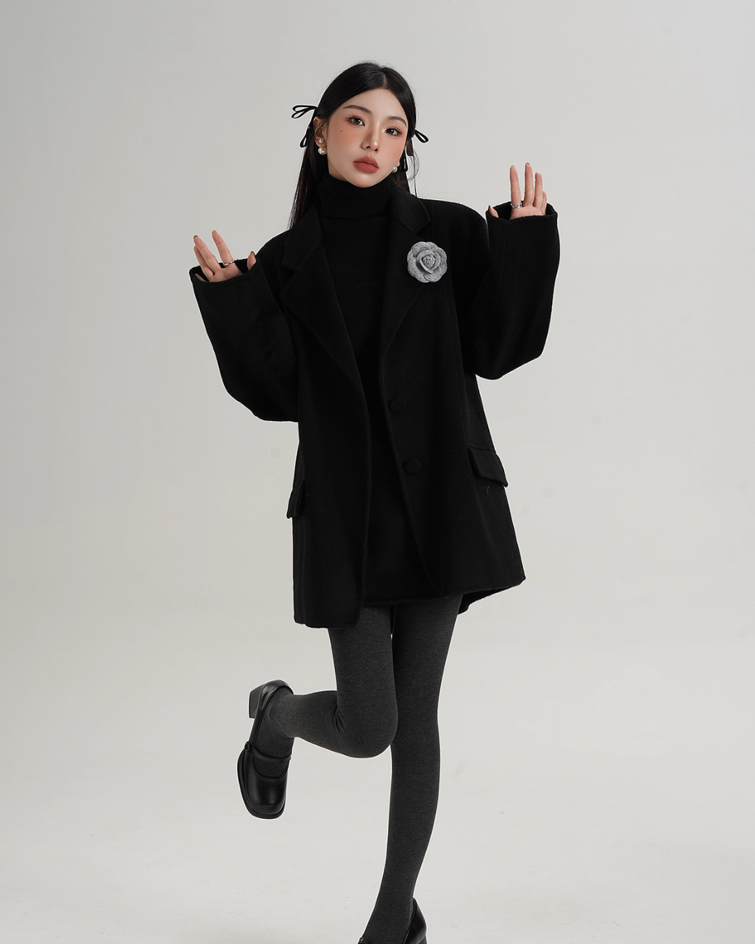 Rose Motif Wool Jacket / Cami Knit Dress Rose Motif Wool Jacket / Cami Knit Dress