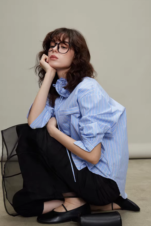 Rose Stripe Loose Shirt