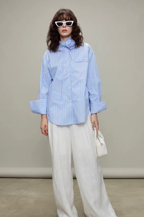 Rose Stripe Loose Shirt