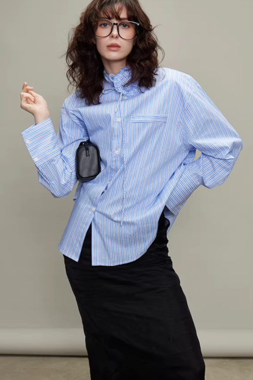 Rose Stripe Loose Shirt