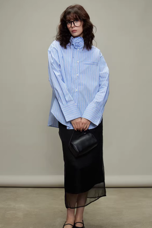 Rose Stripe Loose Shirt