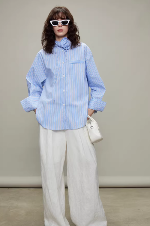 Rose Stripe Loose Shirt