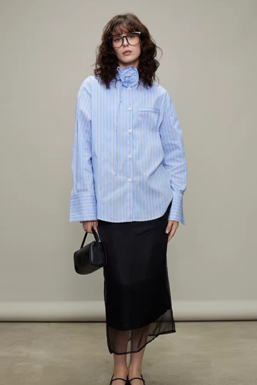 Rose Stripe Loose Shirt