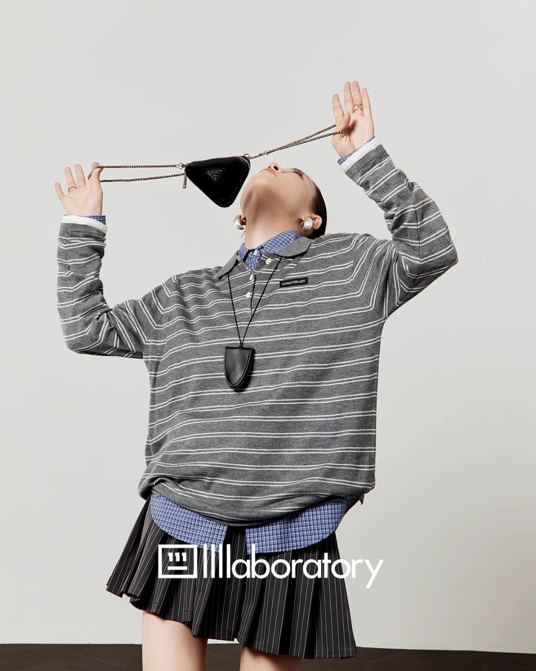 Round Knit Top / Striped A-Line Mini Skirt Round Knit Top / Striped A-Line Mini Skirt