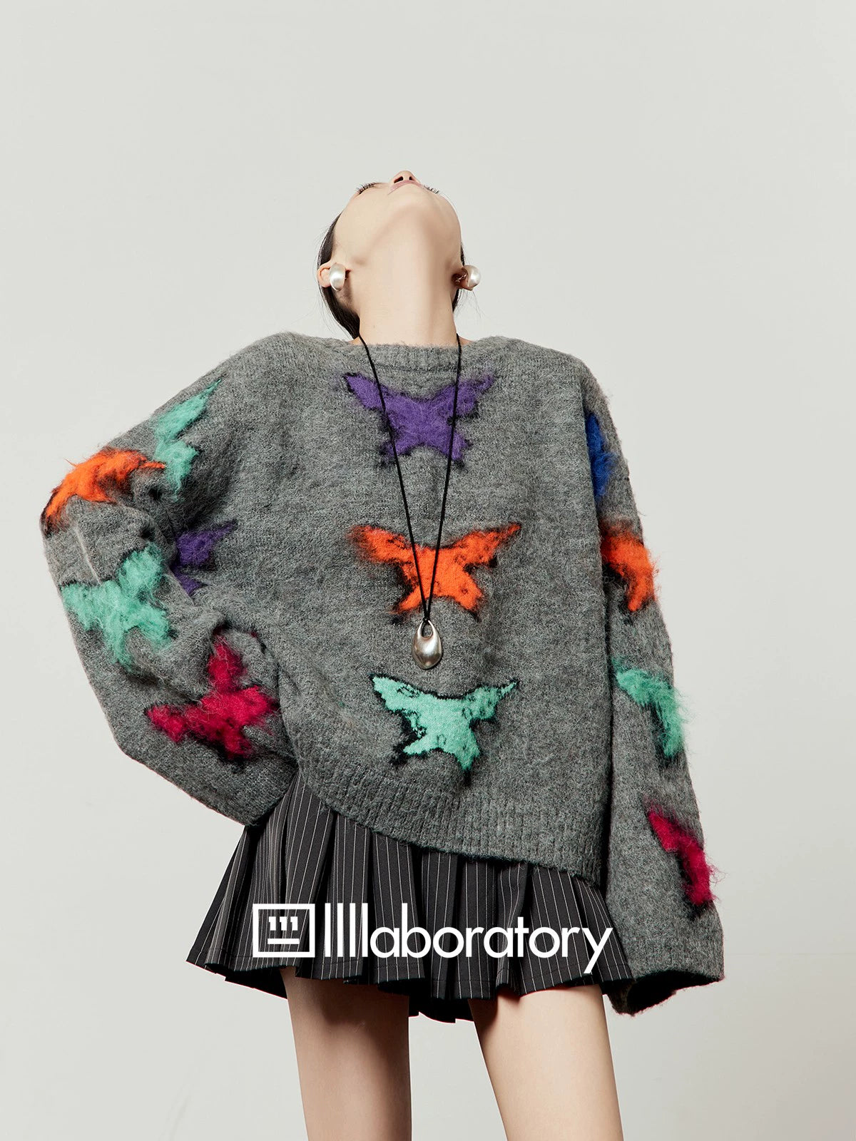 Round Knit Top / Striped A-Line Mini Skirt Round Knit Top / Striped A-Line Mini Skirt