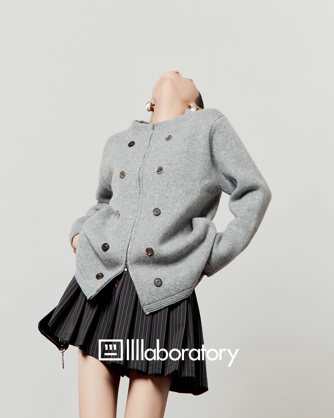 Round Knit Top / Striped A-Line Mini Skirt Round Knit Top / Striped A-Line Mini Skirt