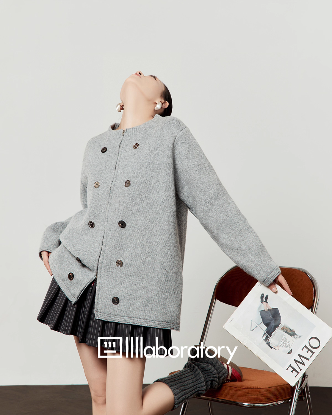 Round Knit Top / Striped A-Line Mini Skirt Round Knit Top / Striped A-Line Mini Skirt