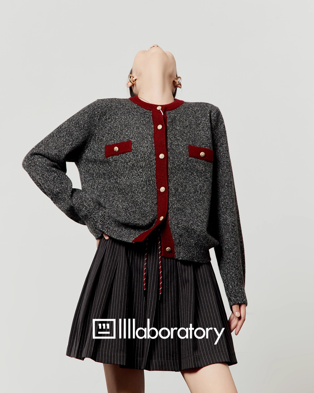 Round Knit Top / Striped A-Line Mini Skirt Round Knit Top / Striped A-Line Mini Skirt