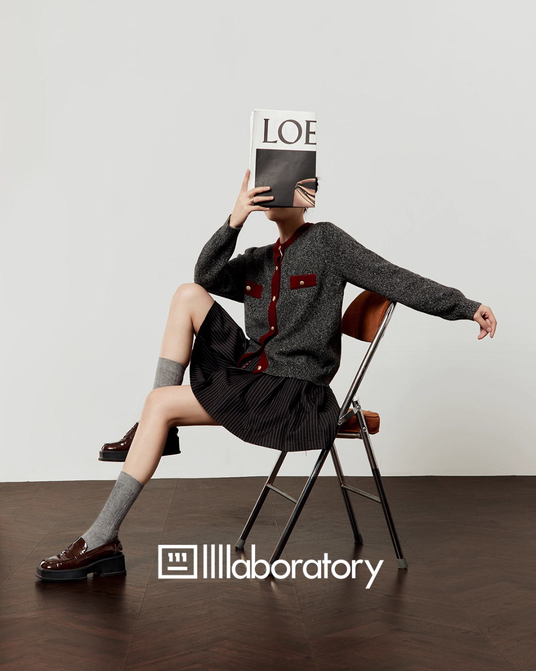 Round Knit Top / Striped A-Line Mini Skirt Round Knit Top / Striped A-Line Mini Skirt