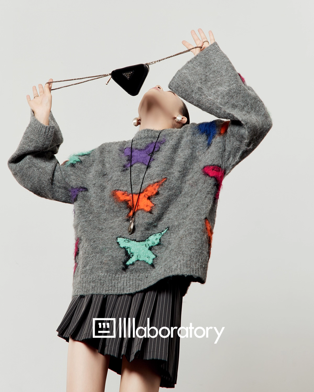 Round Knit Top / Striped A-Line Mini Skirt Round Knit Top / Striped A-Line Mini Skirt