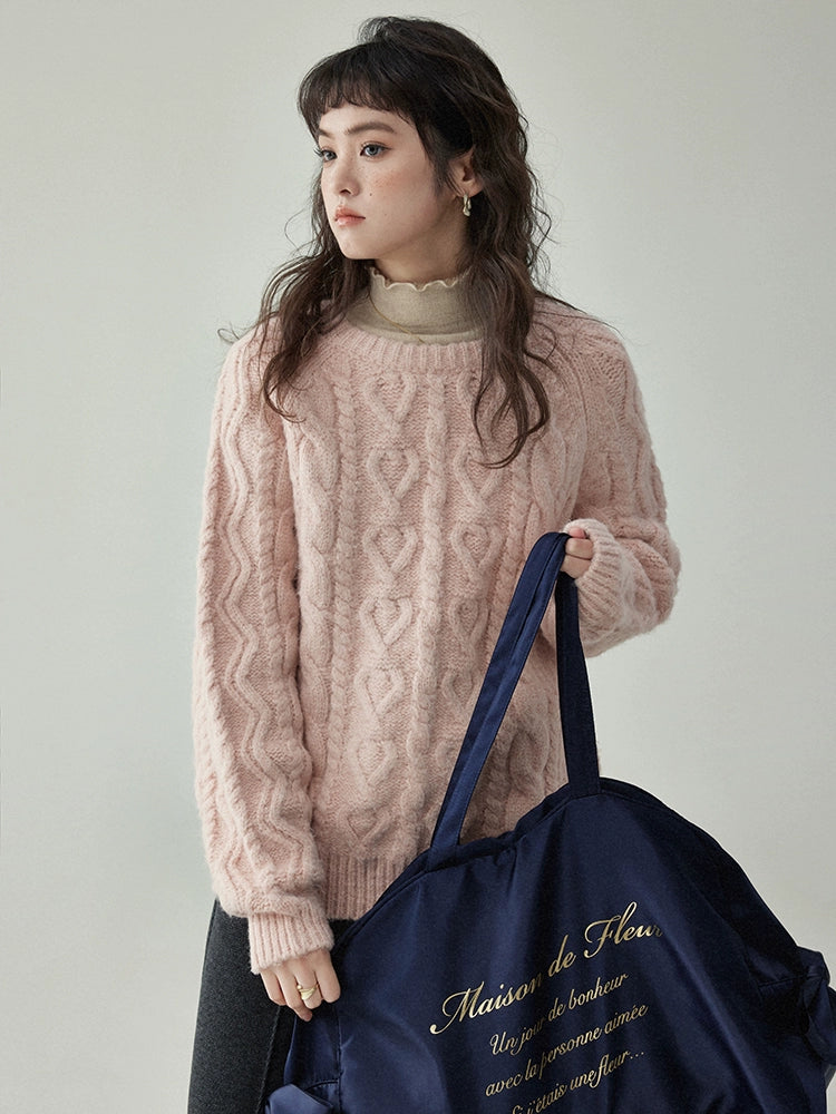 Round Neck Cable Knit Top Round Neck Cable Knit Top