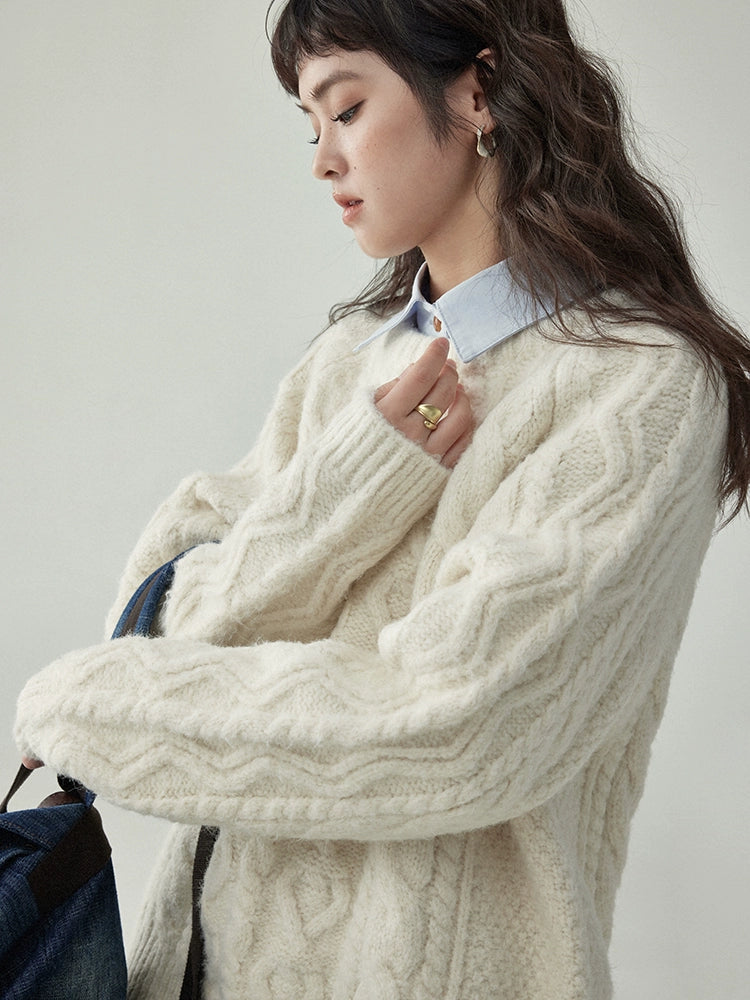 Round Neck Cable Knit Top Round Neck Cable Knit Top