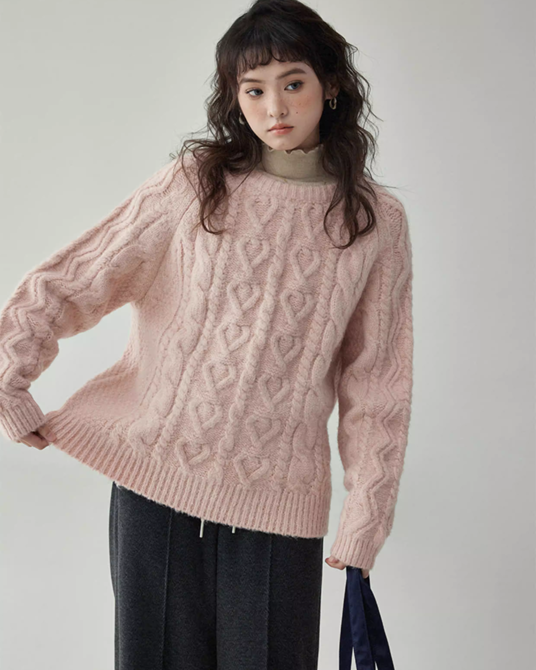 Round Neck Cable Knit Top Round Neck Cable Knit Top